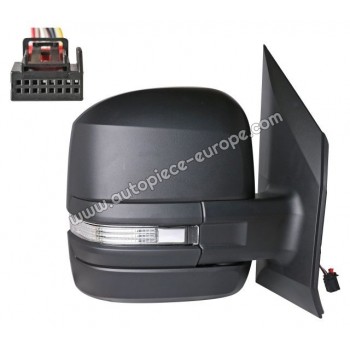 RETROVISEUR Coté passager - Commande électrique - Dégivrant - Glace bombée - Clignotant - Coiffe noire  - Bras court