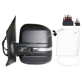 RETROVISEUR Coté conducteur-électrique-Dégivrant-Glace bombée - Assist angle mort-Clignotant-Coiffe noire-Rabat élect-Bras court