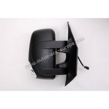 RETROVISEUR Coté passager - Commande manuelle - Glace bombée - Clignotant blanc - Coiffe noire - Bras court